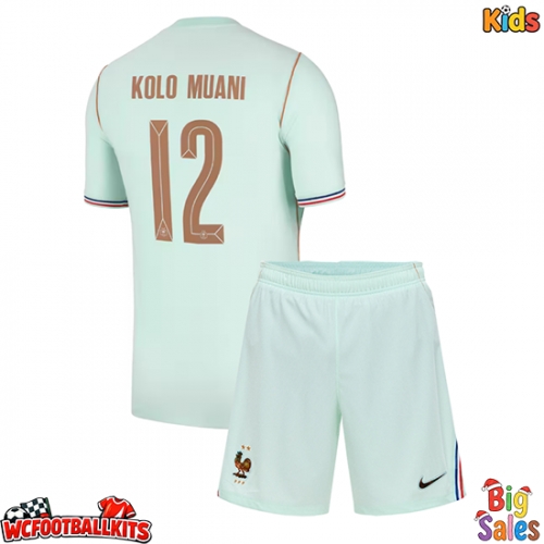 France Randal Kolo Muani #12 Replica Away Stadium Kit for Kids World Cup 2026 Short Sleeve (+ pants)